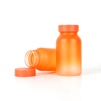 Flacon en verre dégradé mat orange pour produits de santé, récipient vide avec couvercle assorti pour l'emballage de comprimés et de capsules