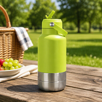 Bouteille d'eau pour chien 2-en-1 OEM avec gamelle intégrée, 32 oz, en acier inoxydable à double paroi, isolée sous vide, pour l'extérieur