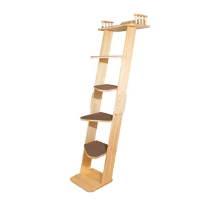 Wakupet Grande Árvore De Gato Moderno Multi-Camada Plataforma De Salto De Madeira Sólida com Céu Pilar Escalada Frame Scratcher e Torre De Cama - Product Image 5