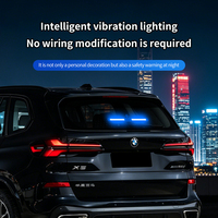 Feu de signalisation stroboscopique LED sans fil à énergie solaire pour voiture, avec détection de vibration, lumière bleue respirante intelligente, décoration et sécurité