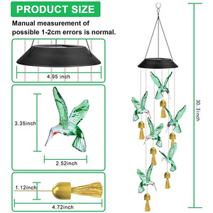 Lampe de jardin solaire à LED HUAMU, carillon éolien colibri, design Art déco moderne, en plastique, étanche, à changement de couleur, prix usine - Product Image 6