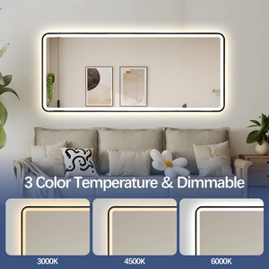 Miroir noir intégral Miroir d'habillage à cadre en alliage d'aluminium Miroir éclairé debout pleine <span class=keywords><strong>longueur</strong></span> pour le salon - Product Image 6