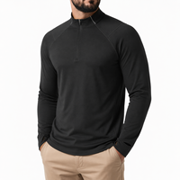 Haut de sport athlétique pour homme à manches longues, col montant zippé, design OEM, coupe ajustée, doux, respirant, séchage rapide, pour entraînement en salle de sport