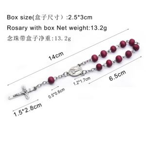Pulsera de <span class=keywords><strong>Rosario</strong></span> con Cuentas de Madera Aromática, Cruz de Rosa, <span class=keywords><strong>Rosario</strong></span> Religioso de Madera, Pulsera Pequeña de Madera con Imágenes de Anime - Product Image 2