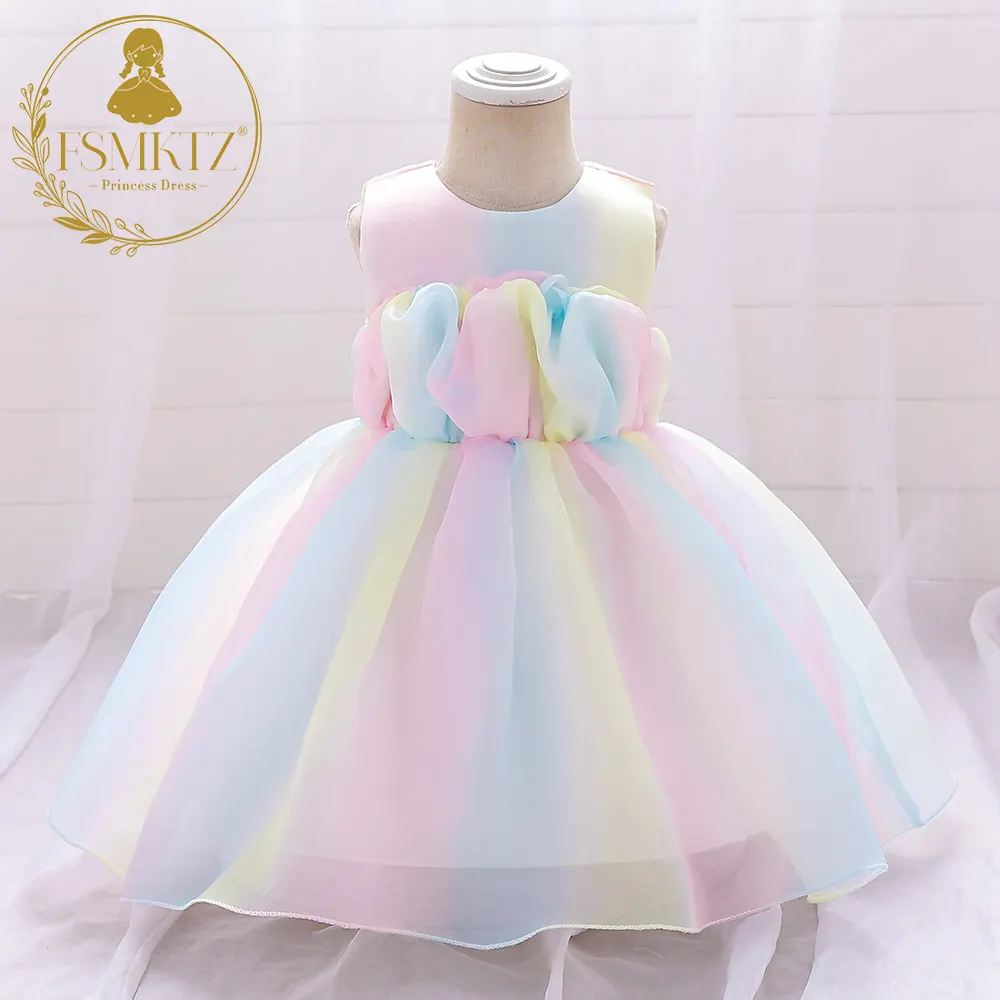 FSMKTZ buntes Babykleid formelle Kleider Ausstellung Geburtstag Party Baby Gewanddesign Großhandel Mädchenkleid