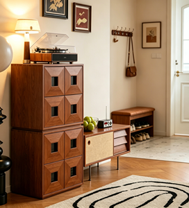 Mueble de Almacenamiento Moderno de Mediados de Siglo con Puertas de Madera para Sala de Estar - Product Image 2