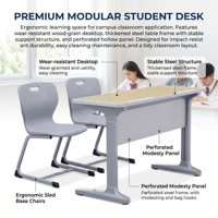 Ensemble bureau et chaise modernes avec plateau en bois et assise en contreplaqué de bouleau - Mobilier durable et écologique pour les écoles, les ateliers et les espaces commerciaux