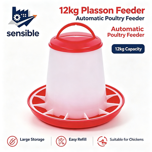 Mangeoire automatique pour volailles de 12 kg, bac à nourriture pour poulets en PP, remplissage facile, plat d'alimentation pour la ferme - Product Image 1