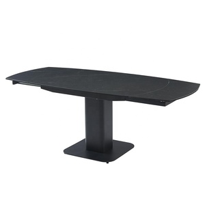 <span class=keywords><strong>Table</strong></span> à manger en céramique à rotation pivotante 360 avec 6 sièges Chaise de salle à manger fabriquée par un tabouret en métal avec un dessus en pierre frittée en céramique de 12mm - Product Image 4