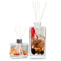 Bouteille en verre soufflé carrée de 150 ml sans flamme pour diffuseur à bâtonnets, décorative, en verre sodocalcique, pour huiles essentielles et parfums de voiture