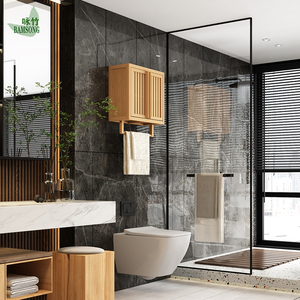 Mobili da <span class=keywords><strong>Bagno</strong></span> Ecologici in Bambù da Parete - Pronta Consegna dal Magazzino USA, Soluzione Salvaspazio per Articoli da Toeletta e Asciugamani - Product Image 3