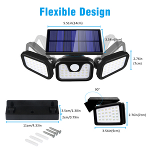 Lámpara Solar LED de Pared para Jardín con Sensor de Movimiento, Impermeable IP65, Ángulo Ajustable, Alto Brillo, Iluminación Automática - Product Image 2