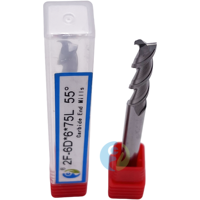 Fraiseuse CNC personnalisable OEM 55 degrés 6D*6*75L à 2 cannelures en acier au tungstène revêtu noir 55HRC pour fraisage de l'aluminium