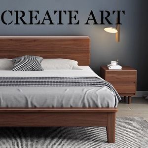 Modern <b>Minimalist</b> Rubberwood Bed Walnut Color 1.8m X 2m Platform Bed For Master Bedroom - Product Image 3