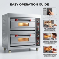Horno Eléctrico Comercial de Doble Piso y Cuatro Bandejas, Ideal para Panaderías, Pizzerías y Reposterías