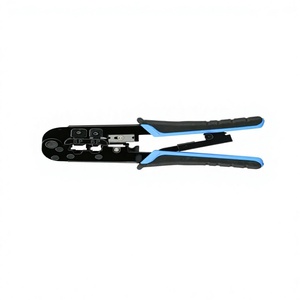 Pinza de crimpado de red 568R, herramienta de crimpado y pelacables de acero 8P, entrada frontal, grado industrial, mango de agarre suave - Product Image 3