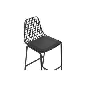 耐用的黑色网格靠背舒适真皮座椅坚固框架非常适合欧美酒吧咖啡馆铁艺吧凳 - Product Image 5