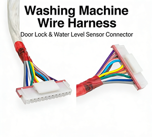 Замок дверцы стиральной машины, датчик уровня воды, впускной клапан, соединительный штекер дренажного насоса, жгут проводов - Product Image 2