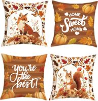 Housse de coussin d'automne à motif animal, renard, écureuil, citrouille, feuille d'automne, fleur, housse de coussin, décoration de canapé, décoration de la maison