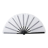 Éventail pliable promotionnel de 13 pouces, personnalisable par sublimation, impression thermique double face, poignée en plastique noir/blanc, DIY