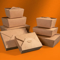Boîte en papier kraft brun pour emballages de restauration rapide, pliable, recyclable, pour sandwichs au poulet frit, salades, en-cas, hamburgers français