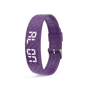 Fitur Unik Jam Tangan Silikon Tanpa Layar Jam Digital LED Gelang yang Dapat Disesuaikan Tampilan Waktu/Tanggal Getaran Jam Tangan Pria - Product Image 2