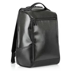 Stylish Luxury Men Laptop Backpack Carbon Fiber Pattern Business Backpack Bag