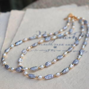 Collar barroco francés vintage con perlas de agua dulce de doble tono gris chapado en oro minimalista Royalcore joyería elegante real - Product Image 2