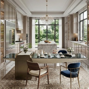 Table moderne en marbre naturel Verde <span class=keywords><strong>Alpi</strong></span> avec support en acrylique, table de conférence polyvalente pour villa et maison - Product Image 5