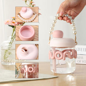 <span class=keywords><strong>Tasse</strong></span> en verre borosilicaté résistant à la chaleur avec poignée bouteille d'eau d'impression personnalisée en silicone - Product Image 2