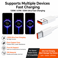 Cable de Carga Rápida USB-C Turbo de 120W, Cable de Datos de Carga Rápida de 6A para Teléfonos Móviles Xiao Mi
