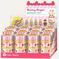 Vente en gros de boîtes mystères de la série Sonny Angel Birthday Gift, boîte complète de 12 figurines miniatures mignonnes Kawaii Cake, collection de jouets