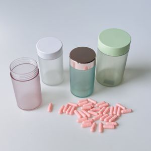 150cc高級ピンクつや消しグミボトル包装PETプラスチックサプリメントボトルビタミン収納瓶 - Product Image 4