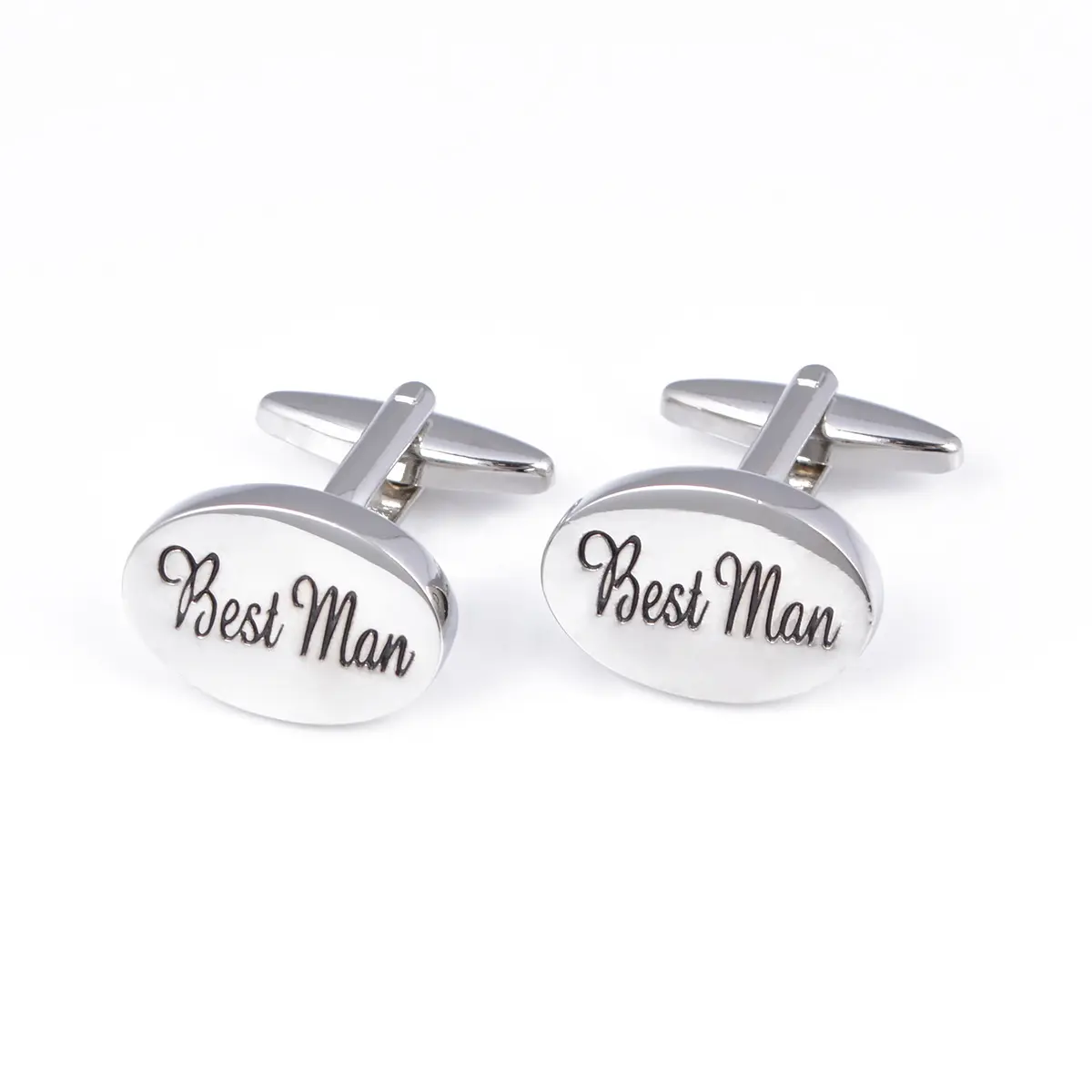 Wholesale Silver Oval Best Man Letter Wedding French Brass Cufflinks for Men