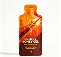 Sachets d'emballage refermables personnalisés pour gel énergétique au miel, qualité alimentaire, pratiques avec encoche de déchirement pour un emballage facile à presser
