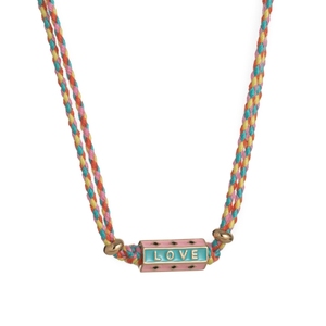 Vente en gros de cordon coloré de Bohème, collier pendentif en acier inoxydable époxy avec goutte d'huile, bijoux fantaisie gravés AMOUR HAPPY <span class=keywords><strong>LOVE</strong></span> - Product Image 5