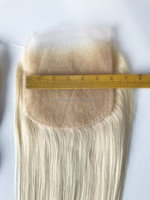 Cabello Europeo Rubio Ceniza Helada y Marrón Miel, Cabello Humano Virgen Crudo con Cutícula Alineada, Cierre de Encaje Suizo HD 5x5 6x6 2x6
