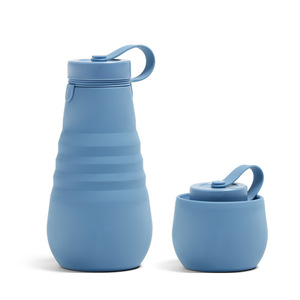 Bouteille d'eau en silicone écologique 600 ml sans BPA, pliable, anti-fuite, à boire directement, style nordique, pour la randonnée, le camping, les boissons chaudes et froides - Product Image 2