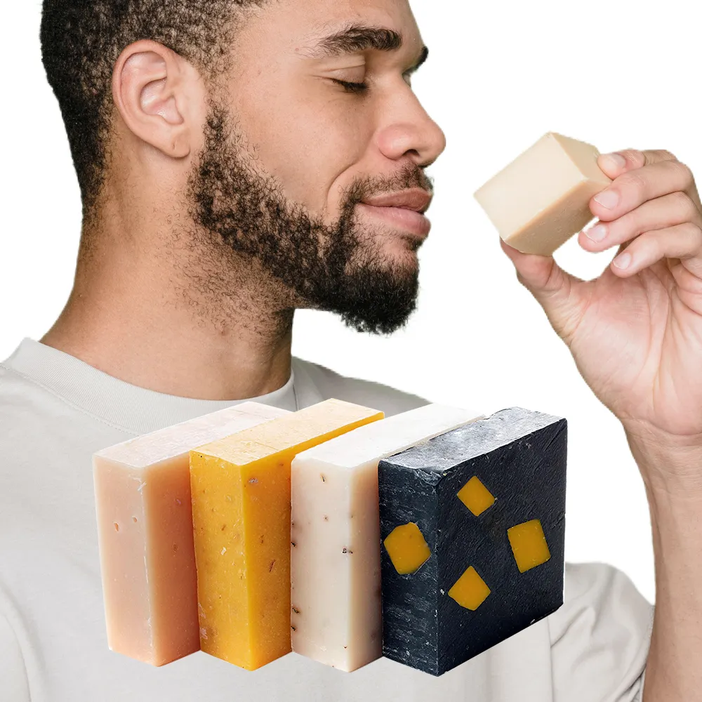 Natürlicher langlebiger Duft Feuchtigkeit spendende Shea butter Handmade Body Bar Seifenset für Männer Gesicht Hand Körper wäsche