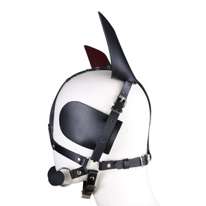 Harnes kepala kuda dengan bola silikon <span class=keywords><strong>Gag</strong></span> BDSM perbudakan kulit rantai telinga kuda - Product Image 4