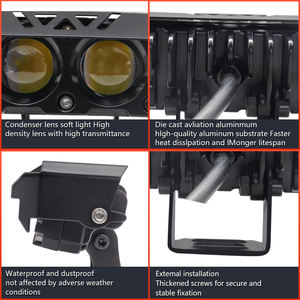 ไฟสปอร์ตไลท์ LED คุณภาพสูง สว่างพิเศษ 4 เลนส์ สำหรับรถจักรยานยนต์ รถบรรทุก รถยนต์ทั่วไป รถออฟโรด  แบบเปลี่ยนได้ สีเหลืองอำพันและสีขาว - Product Image 5
