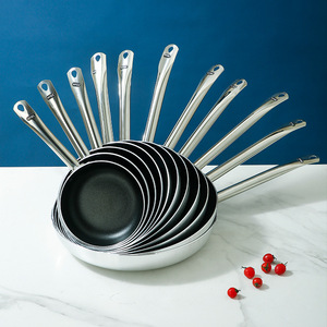 Stainless Steel Frying Pan Set Nonstick Round For Gas And Induction Cooker Multi Layered Bottom For Steak And Eggs - Product Image 1