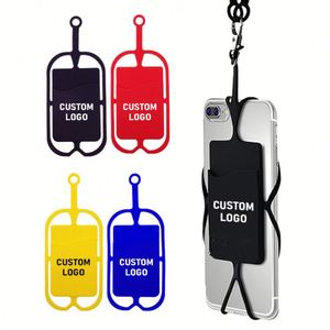 Support universel en silicone réglable pour téléphone, étui avec cordon de cou, sangle pour téléphone portable, collier, support de carte pour téléphone portable - Product Image 1