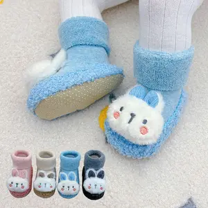 可爱3D卡通兔子防滑婴儿短靴袜子兔耳朵娃娃拖鞋袜子，送复活节礼物