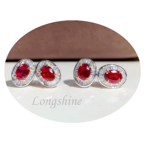 Della pietra preziosa Dei Monili 18K Oro Reale di Cerimonia Nuziale Orecchini di Rubino e Diamante Naturale Orecchini Della Vite Prigioniera - Product Image 3