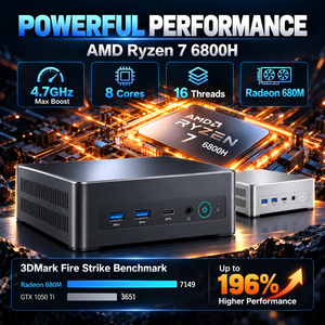 มินิพีซี AMD <span class=keywords><strong>Ryzen</strong></span> 7 <span class=keywords><strong>6800H</strong></span> DDR5 M.2 PCIe 4.0 SSD สำหรับเล่นเกม คอมพิวเตอร์ขนาดเล็ก รองรับจอแสดงผลคู่ 4K ระบบปฏิบัติการ Windows 11 มินิพีซีเกมเมอร์ - Product Image 2