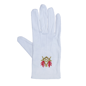 Bas quantité minimale de commande broderie personnalisée logo maçon gratuit <span class=keywords><strong>franc</strong></span>-maçon insignes maçonnique blanc 100 pour cent coton gants pour la France - Product Image 1