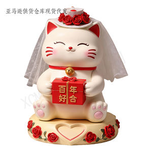 Estatua de Gato de la Suerte de Poliresina Personalizada con Durazno - Tema de Salud y Larga Vida, Decoración Festiva de Tambor Rojo y Dorado para Europa y EE. UU. - Product Image 5