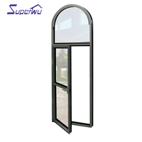 AS2047 NFRC Rotura térmica Ventanas de giro inclinables de aluminio Ventana de vidrio templado doble con panel fijo arqueado