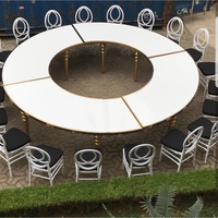 Table serpentine de mariage en acier inoxydable avec miroir doré